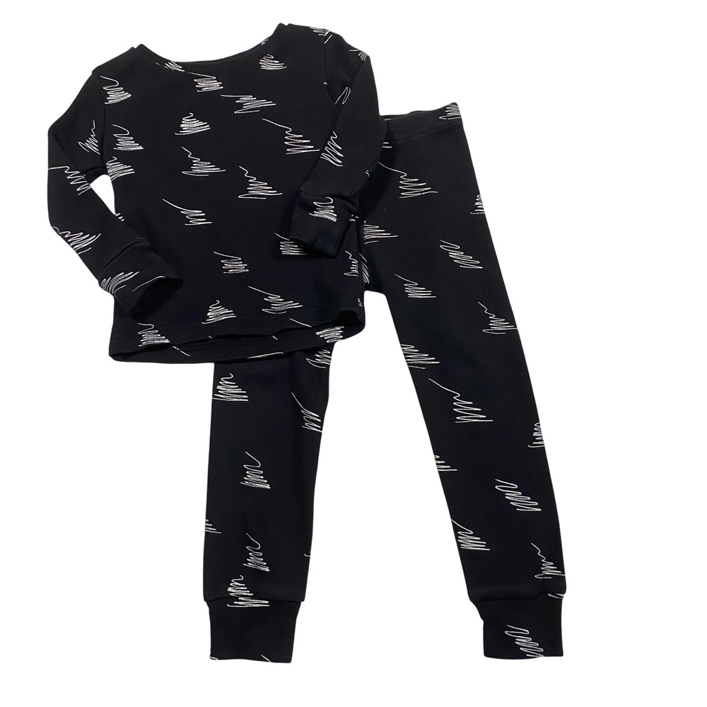 L'ovedbaby Organic Cotton Pajama Set 12-18M Black White Scribble Sleep Unisex
